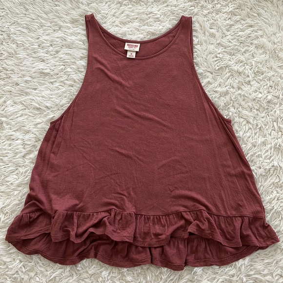 Women's Sleeveless Ruffle Hem Top - Mauve - Picture 7 of 10
